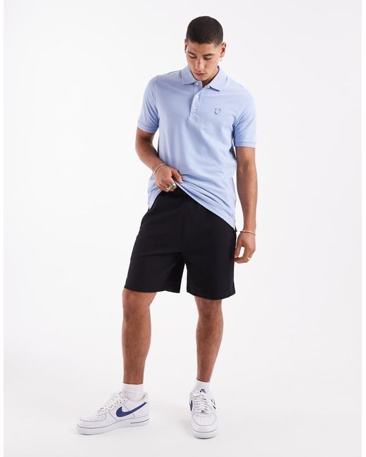 Lyle & Scott Blue Mid Bottoms Diagonal Interlock Shorts for men