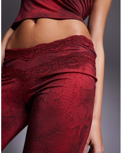 I.AM.GIA Red Beau Double Lace Trim V Front Fla Trouser Co-ord