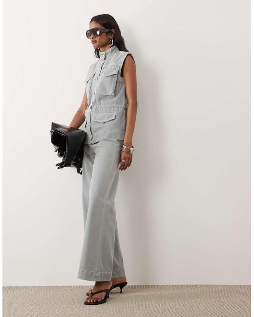 Calvin Klein White Denim Utility Vest