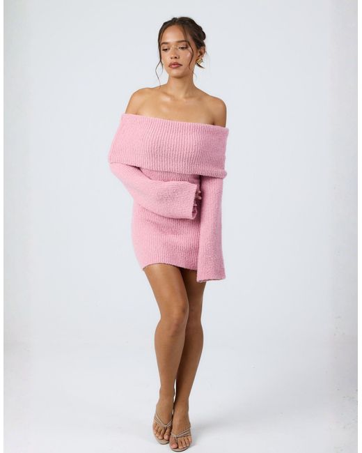 pink jumper dress Jones - Women's 95% organic cotton Pink Knitted Jumper Dress Shop