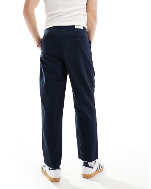 Farah Blue Hawtin Twill Relaxed Tapered Pants for men