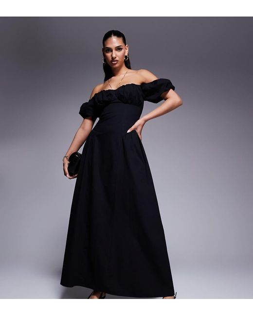 black milkmaid maxi dress Black Cotton Poplin Milkmaid Maxi Dress