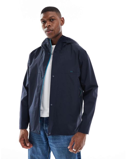 Paul Smith Blue Hooded Jacket With Logo for men