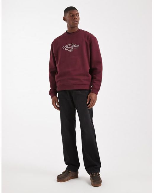 ASOS Red Sweatshirt With Text Print for men