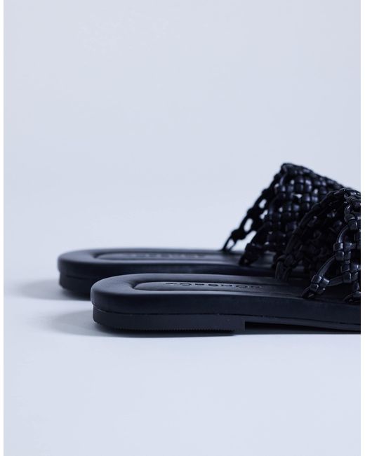 TOPSHOP Blue – bibi – mules mit flechtstruktur