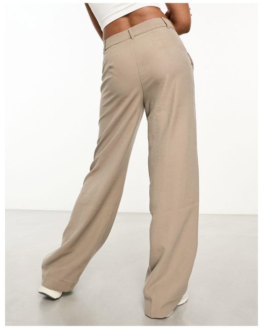 Mango Natural Pleat Front Straight Leg Tailored Trousers