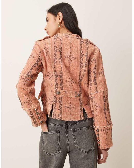 Free People Red Lotty Jacquard Jacket