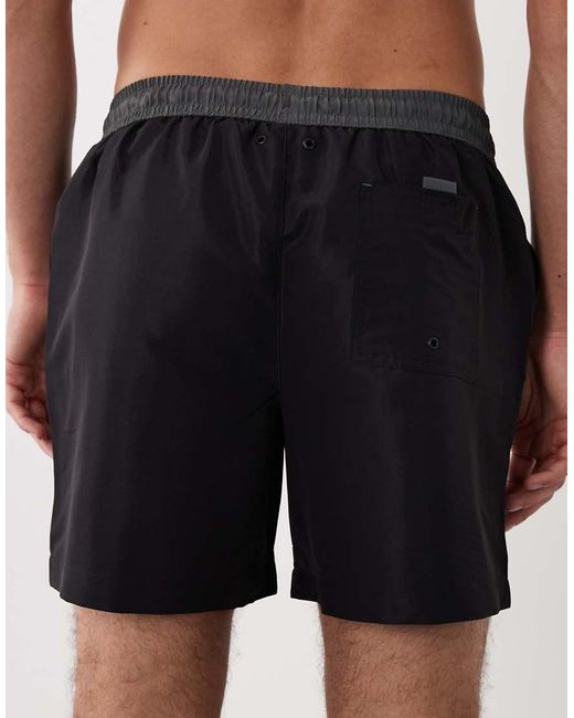 River Island Black Colour Block Swim Shorts for men
