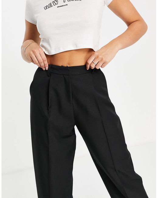 TOPSHOP Straight Peg Trousers in Black | Lyst