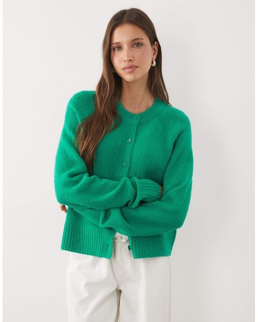 Threadbare Green Crew Neck Cardigan