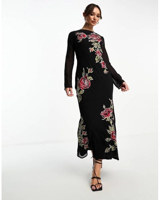 asos black and red floral dress Rent ASOS Luxe Corseted Caged Skirt Mini Dress With Faux Fur Bust In Black  & Red Floral