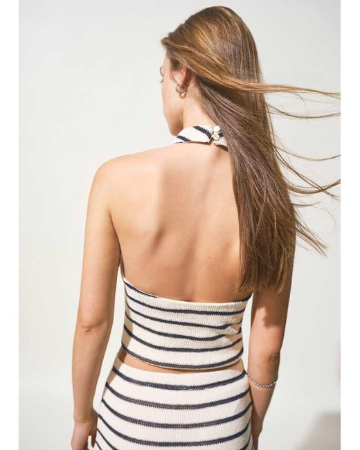 Mango White Teen Knitted Halterneck Top Co-ord