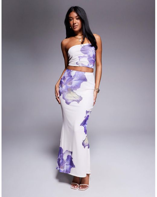 Kaiia Purple – exclusive – figurbetontes, trägerloses cropped-oberteil aus doppellagigem netzstoff