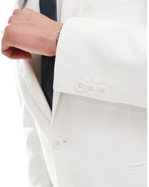 ASOS White Slim Linen Look Suit Jacket for men