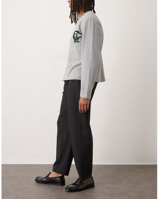 ASOS Nette Geplooide Oversized Toelopende Broek in het Black voor heren