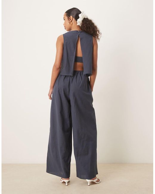 ASOS Blue Double Layer Jumpsuit With Open Back