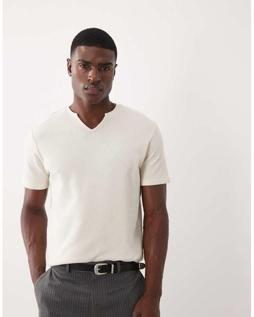 ASOS White Regular Fit T-shirt With Notch Neck for men