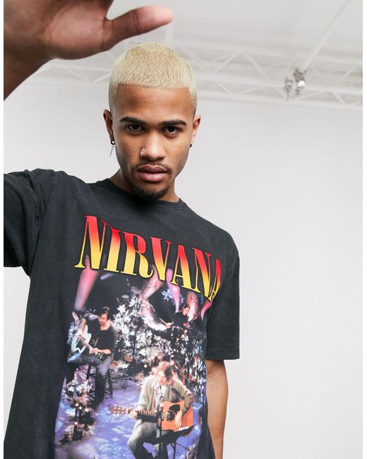 Nirvana - T-shirt à imprimé à l'avant et à l'arrière Pull&Bear pour homme en coloris Black