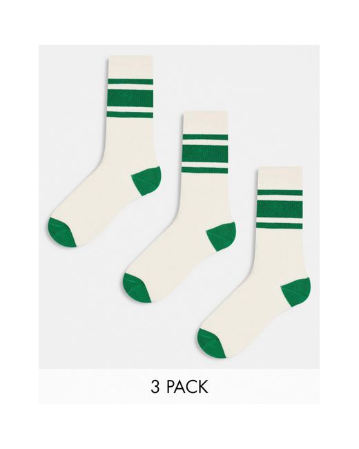ASOS Green 3 Pack Stripe Sock for men