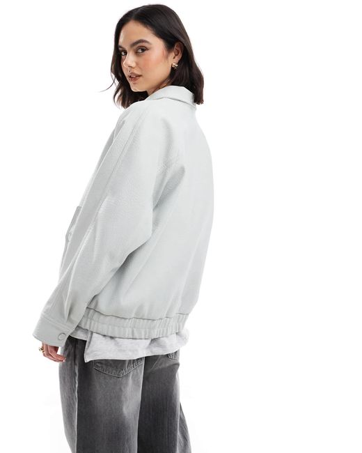 ASOS Gray – bomberjacke mit lederoptik