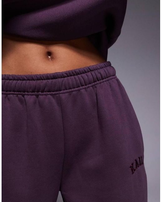 Kaiia Purple Cotton Rich Embroide Logo Wide Leg jogger Co-ord