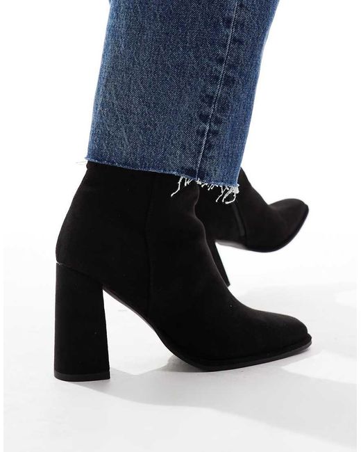 London Rebel Blue London Rebel Maddie Wide Fit Block Heel Ankle Boots