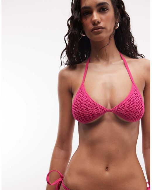 VDM The Label Green Crochet Triangle Bikini Top