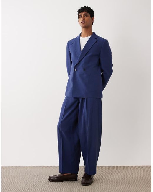 ASOS Blue Regular Double Breasted Suit Jacket for men