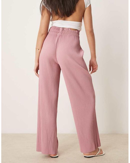 Y.A.S Plissé Broek Met Wijde Pijpen En Hoge Taille in het Pink