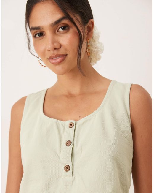 ASOS Natural Denim Vest Top With Button Front