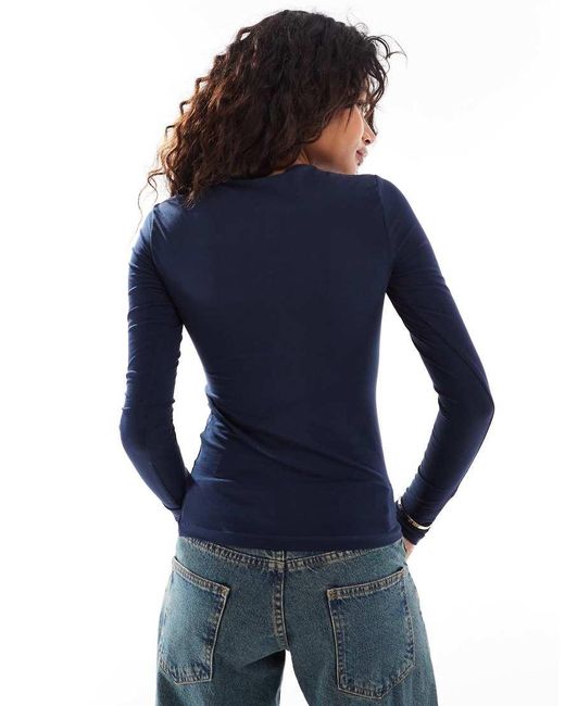 Weekday Blue Slim Fit Long Sleeve T-Shirt