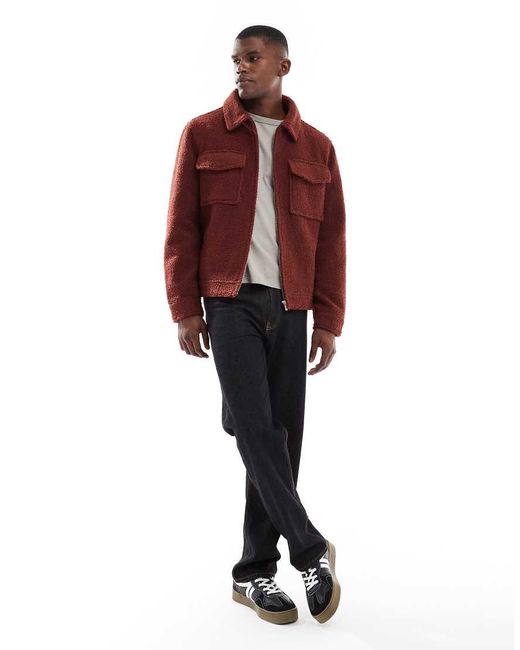 New Look Red Boucle Jacket for men