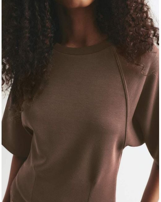 Pull&Bear Brown Short Sleeve Sweatshirt