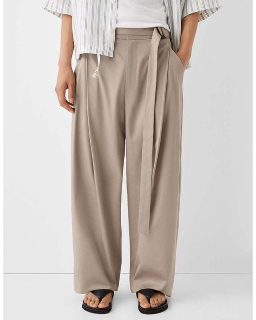 Bershka Natural Collection baggy Leg Tailored Pants for men