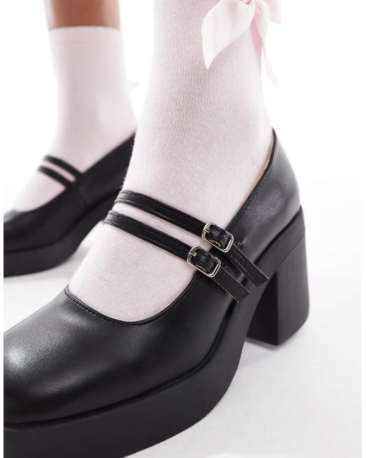 SEQWL Black Audi Strappy Platform Mary Janes