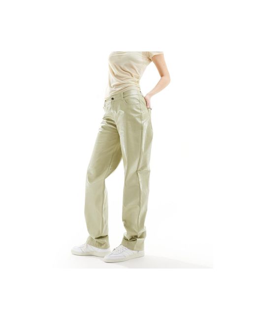 Noisy May White Wide Leg Faux Leather Pants