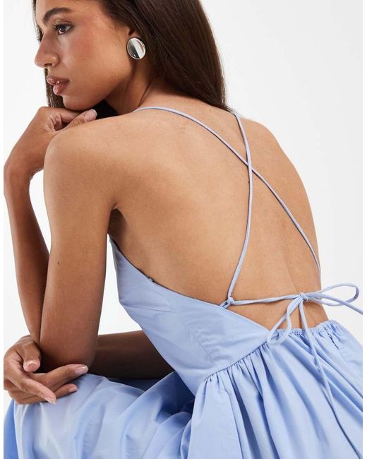 & Other Stories Blue Strappy Halterneck Midi Dress With Low Back