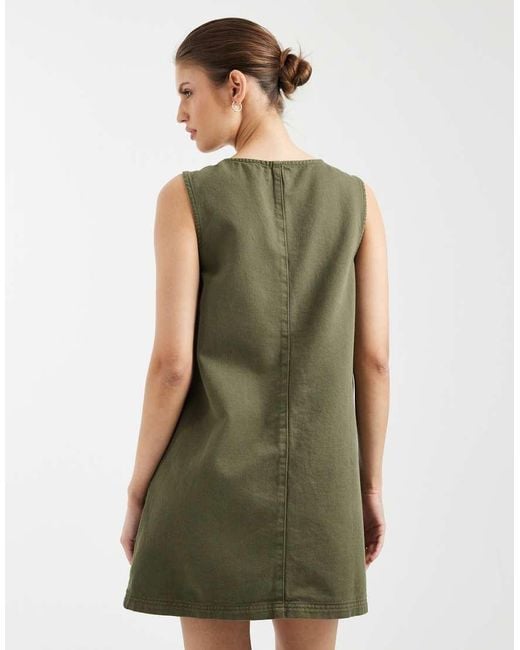 Miss Selfridge Green Pinafore Denim Dress