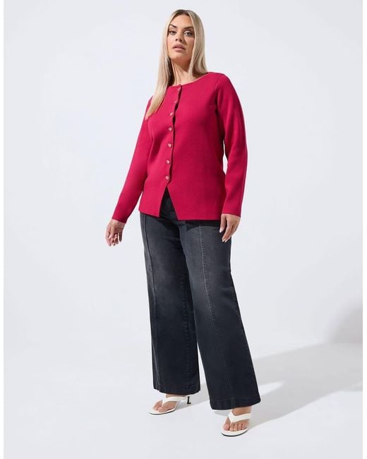 Yours Clothing Red Long Sleeve Knitted Top