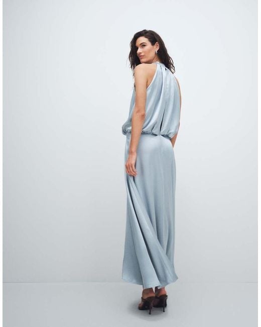 Gina Tricot Blue Satin Halterneck Maxi Dress