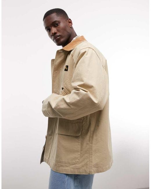 Stan Ray Natural Button Up Utility Style Jacket With Contrast Collar for men