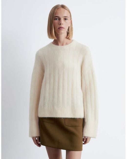 & Other Stories Natural Supersoft Fluffy Mohair And Wool Wide Rib Jumper