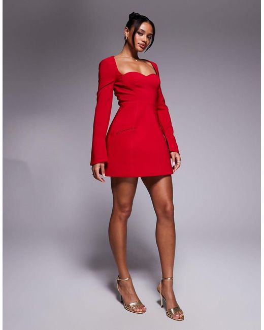 Oh Polly Red Corinne Structu Mini Dress