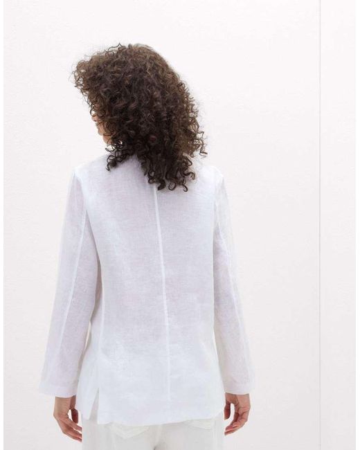 Intimissimi White The Pure Linen Plain-Weave Linen Jacket