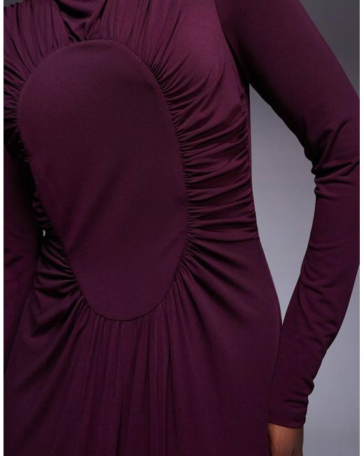 DASKA Purple Ruched Maxi Dress