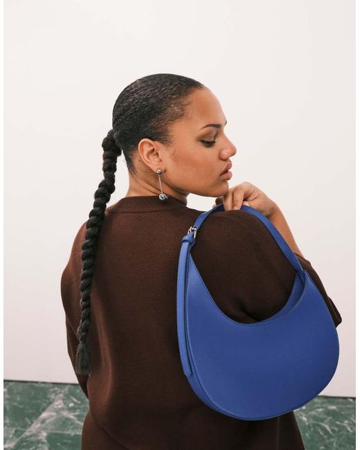 ASOS Blue Asymmetric Scoop Shoulder Bag With Buckle Detail