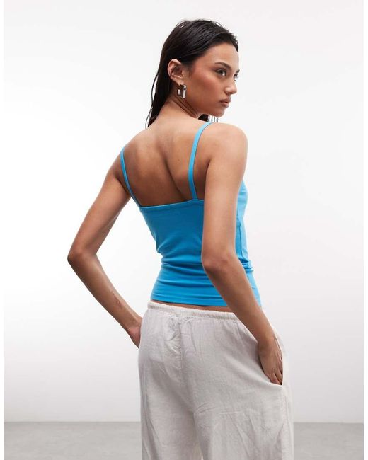 Collusion Blue Spaghetti Strap Fitted Vest Top
