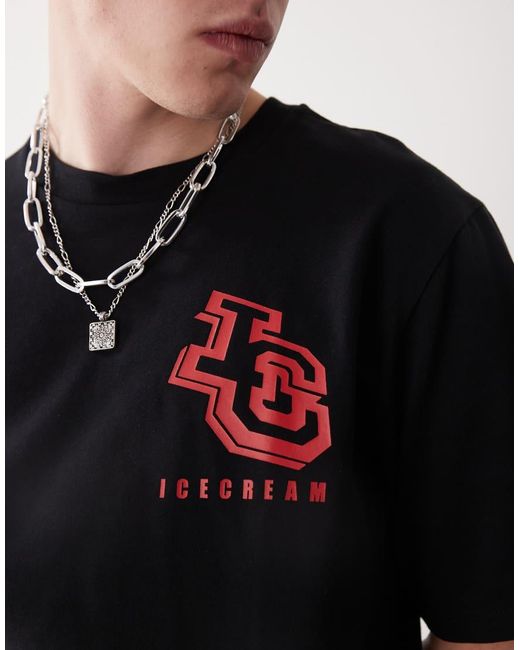 ICECREAM T-Shirt Van Zware Kwaliteit Met Logoprint Op De Achterkant in het Red voor heren