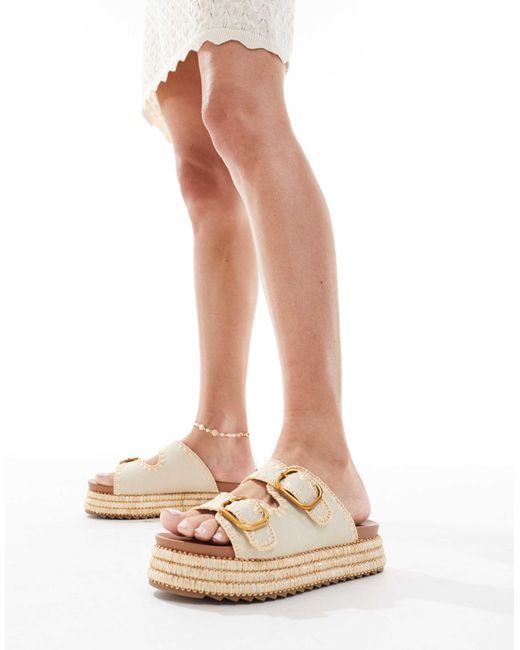 SEQWL Pink Owen Double Strap Flatform Sandals
