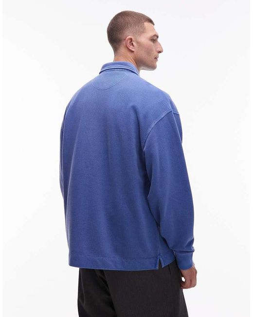 Carhartt Blue Pique Script Half Zip Heavyweight Sweatshirt for men